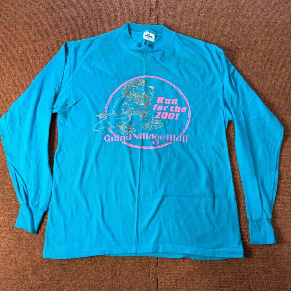 Vintage Miller Run for the Zoo Grand Village Mall Long Sleeve T-Shirt Mens L USA